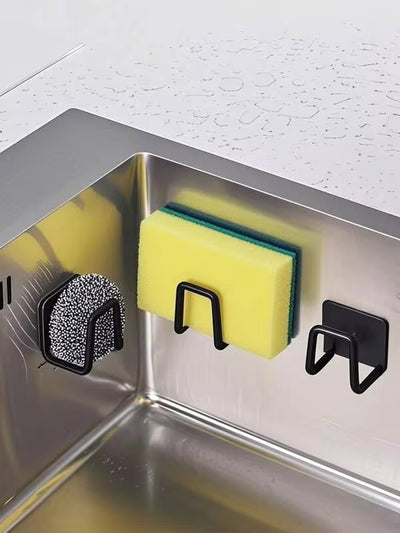 1/2pcs Stainless Steel No-Drill Sink Sponge Holder - Self-Adhesive Kitchen Drain Rack With Drainage Grille, Multi-Purpose Sponge & Soap Holder